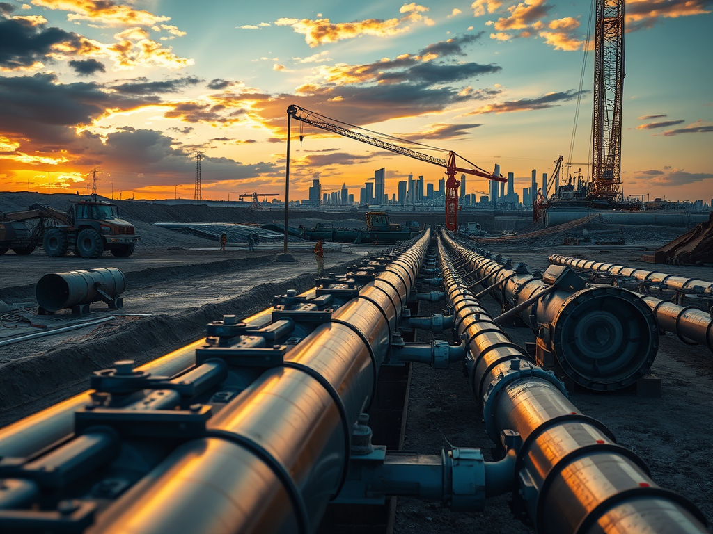 Oil pipeline under construction